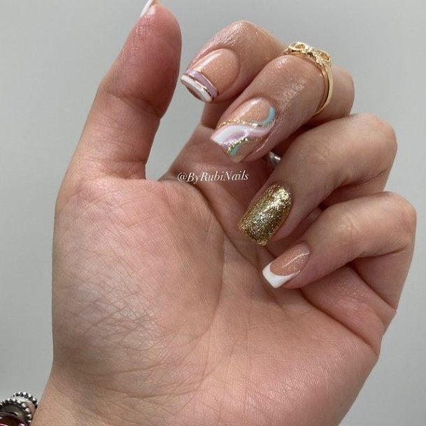 Distinctive Female Gold Nail Designs