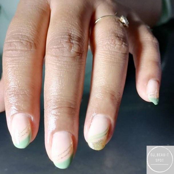 Distinctive Female Green French Tip Nail Designs