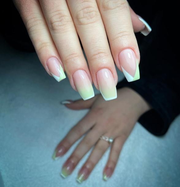 Distinctive Female Green Ombre Nail Designs