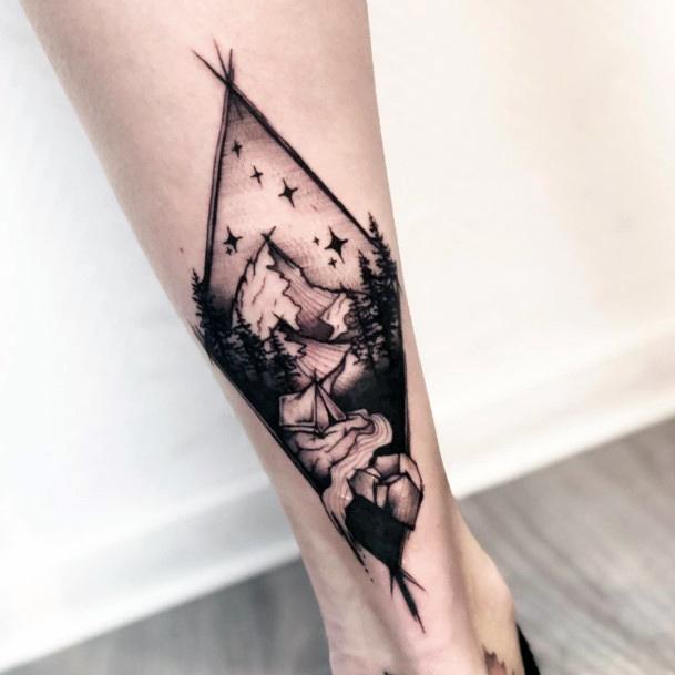 Distinctive Female Hiking Tattoo Designs