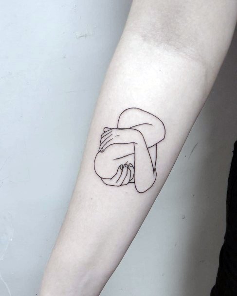 Distinctive Female Hug Tattoo Designs