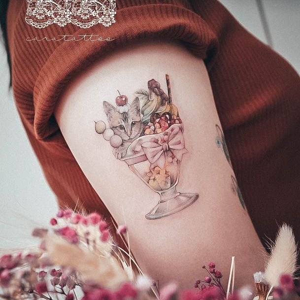 Distinctive Female Ice Cream Tattoo Designs