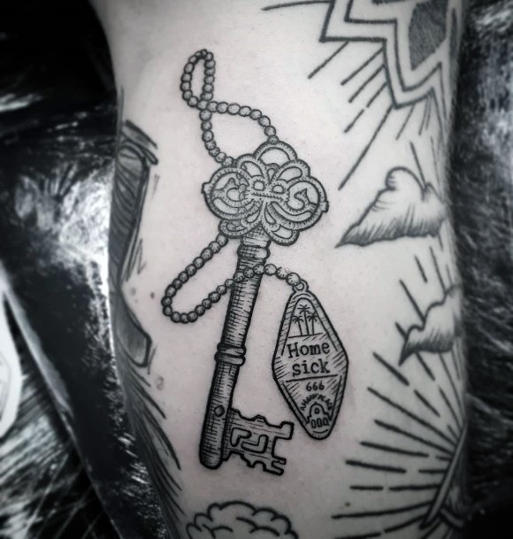 Distinctive Female Key Tattoo Designs