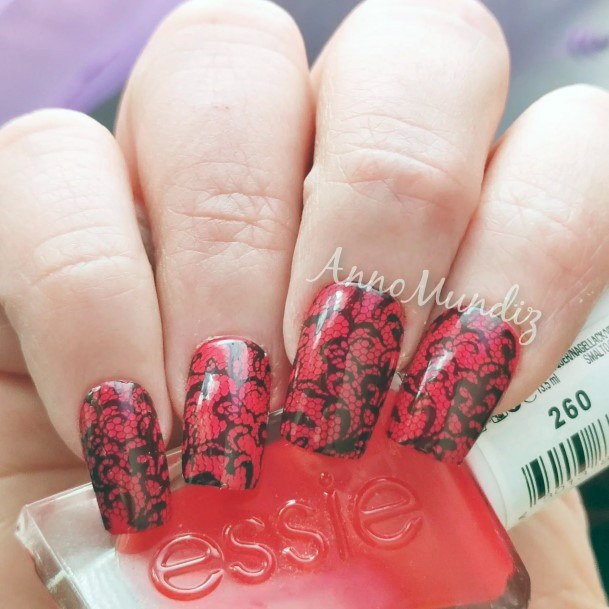 Distinctive Female Lace Nail Designs