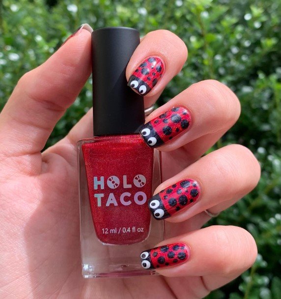 Distinctive Female Ladybug Nail Designs