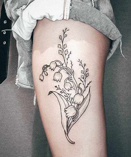 Distinctive Female Lily Of The Valley Tattoo Designs