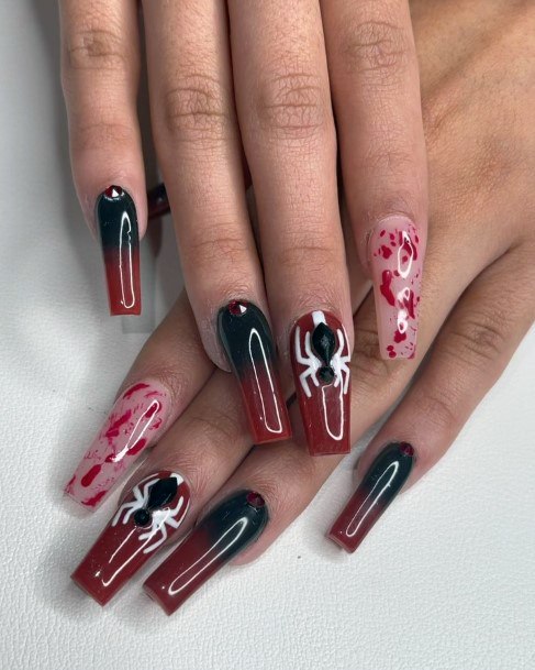 Distinctive Female Maroon And Black Nail Designs