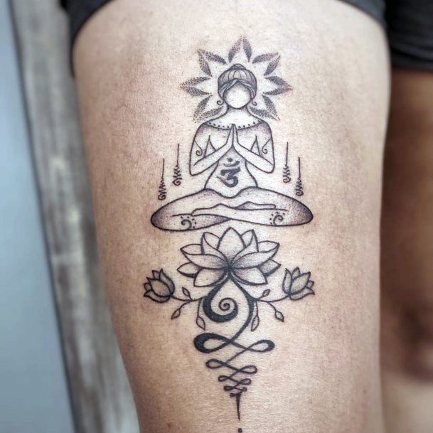 Distinctive Female Meditation Tattoo Designs