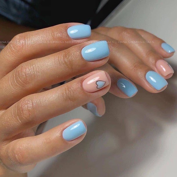 Distinctive Female Nail Designs Baby Blue Short