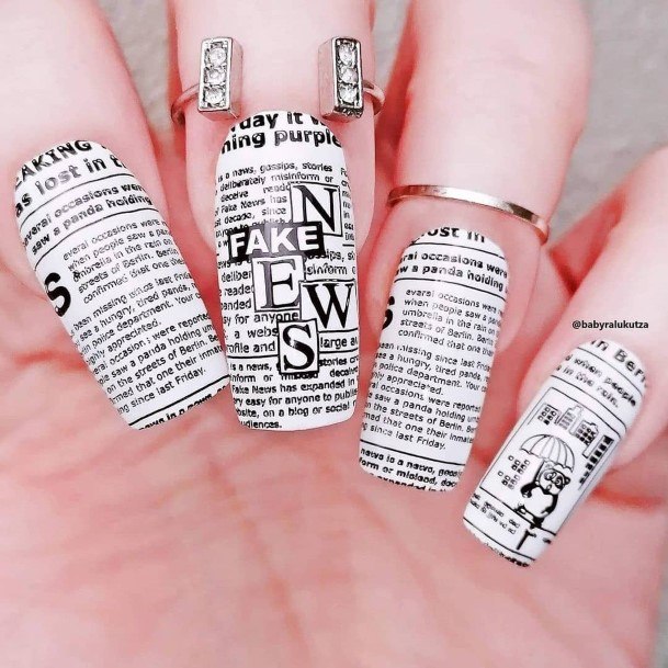 Distinctive Female Newspaper Nail Designs