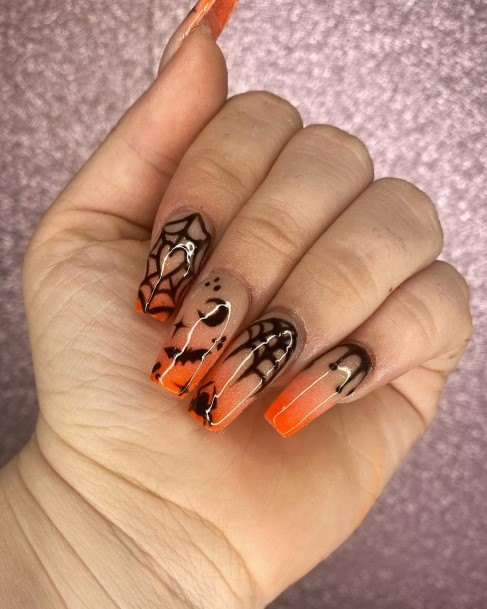 Distinctive Female Orange Ombre Nail Designs