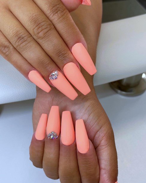 Distinctive Female Peach Matte Nail Designs