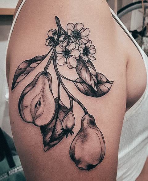 Distinctive Female Pear Tattoo Designs