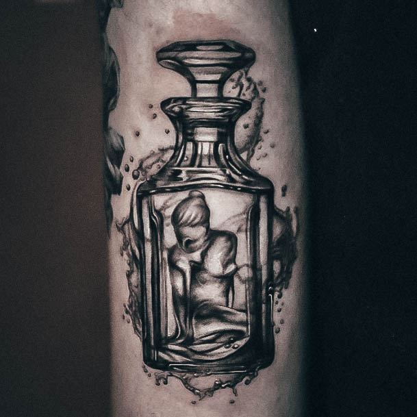 Distinctive Female Perfume Tattoo Designs