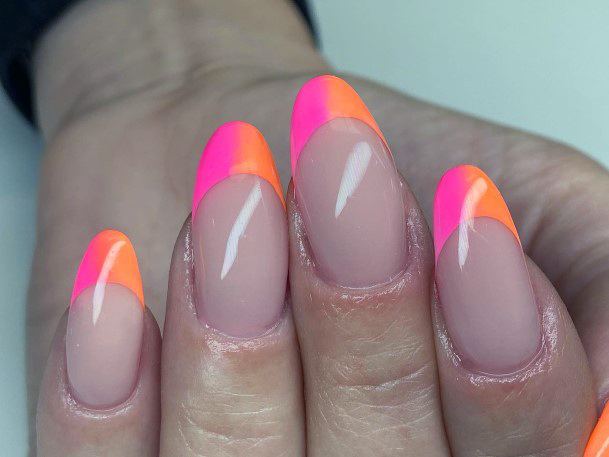 Distinctive Female Pink And Orange Nail Designs