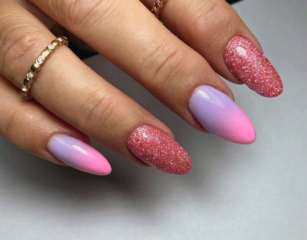 Distinctive Female Pink Ombre With Glitter Nail Designs