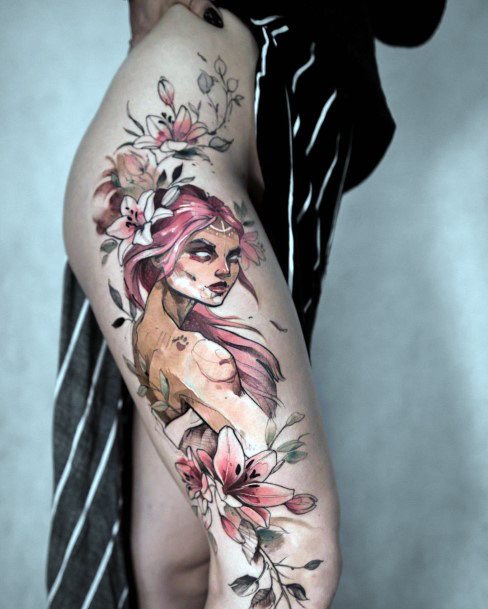 Distinctive Female Pink Tattoo Designs