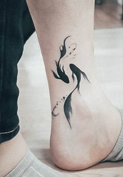 Distinctive Female Pisces Tattoo Designs Watercolor Ankle