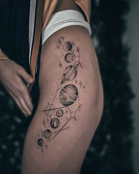 Distinctive Female Planet Tattoo Designs