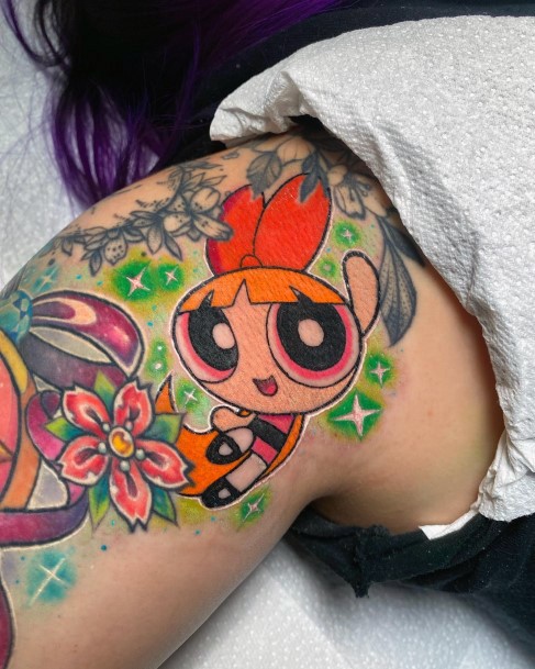 Distinctive Female Powerpuff Girls Tattoo Designs