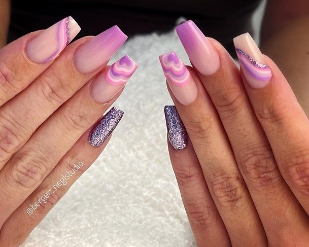 Distinctive Female Purple Ombre Nail Designs