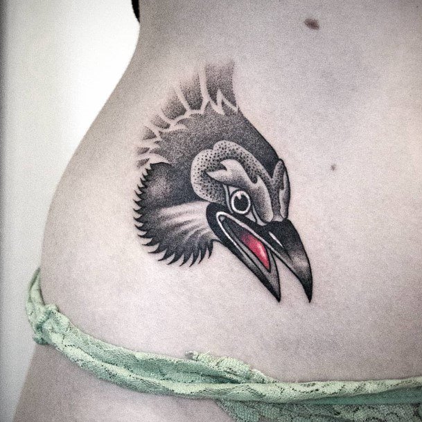 Distinctive Female Raven Tattoo Designs Hip