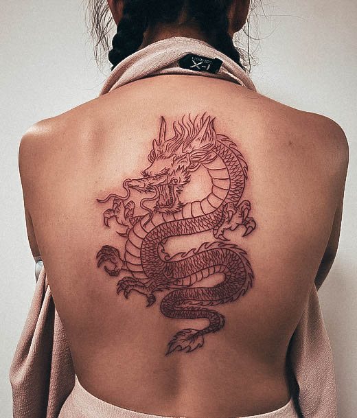 Distinctive Female Red Dragon Tattoo Designs