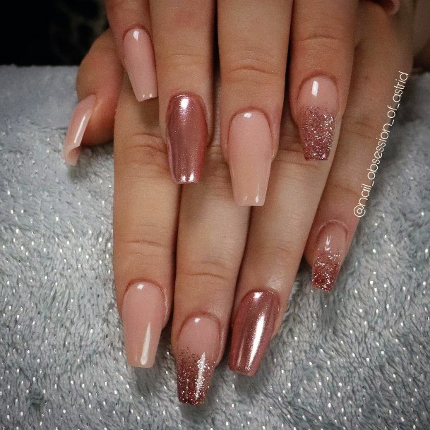 Distinctive Female Rose Gold Nail Designs