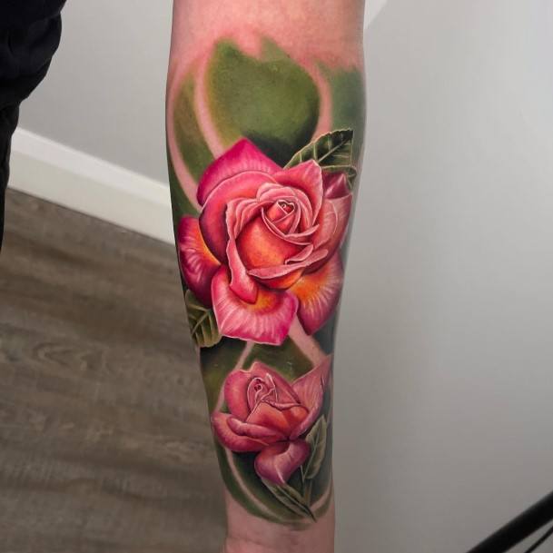 Distinctive Female Rose Sleeve Tattoo Designs