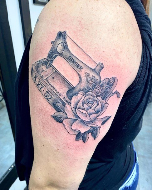 Distinctive Female Sewing Machine Tattoo Designs