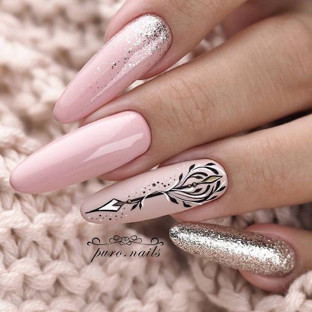 Distinctive Female Silver Nail Designs