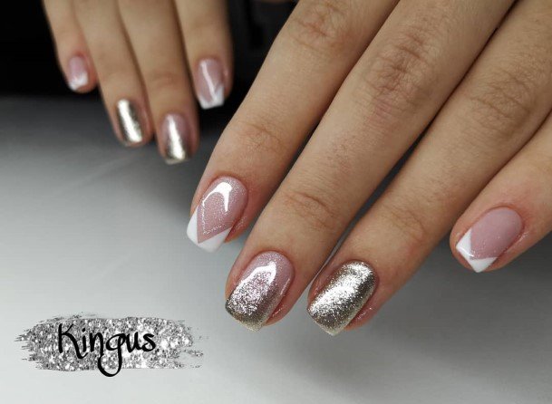 Distinctive Female Silver Ombre Nail Designs