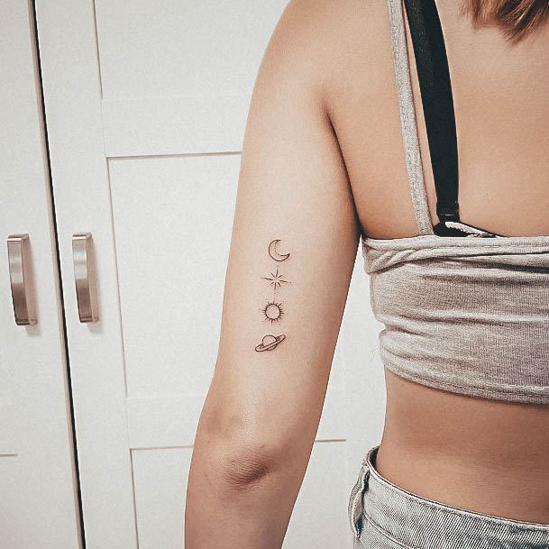 Distinctive Female Solar Tattoo Designs