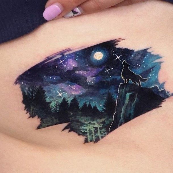 Distinctive Female Space Tattoo Designs