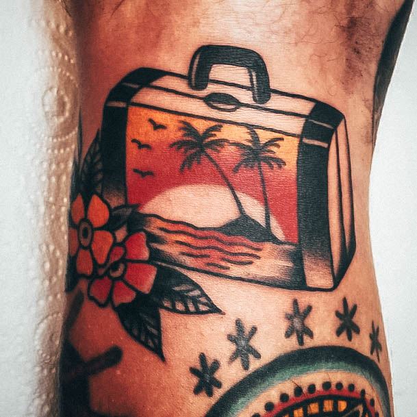 Distinctive Female Suitcase Tattoo Designs