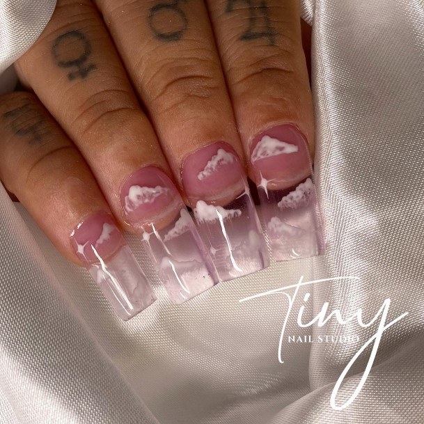 Distinctive Female Translucent Pink Nail Designs