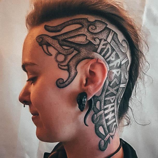 Distinctive Female Viking Tattoo Designs Head 3d