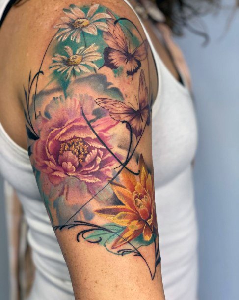 Distinctive Female Water Lily Tattoo Designs