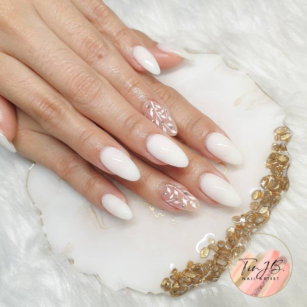 Distinctive Female White And Nude Nail Designs