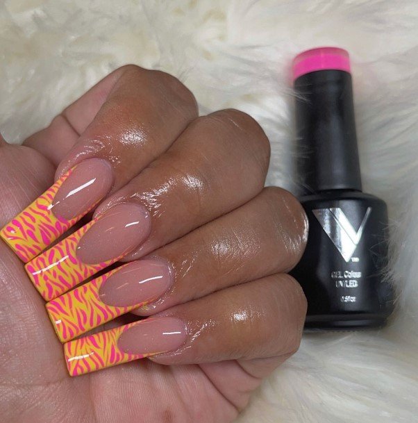 Distinctive Female Yellow French Tip Nail Designs