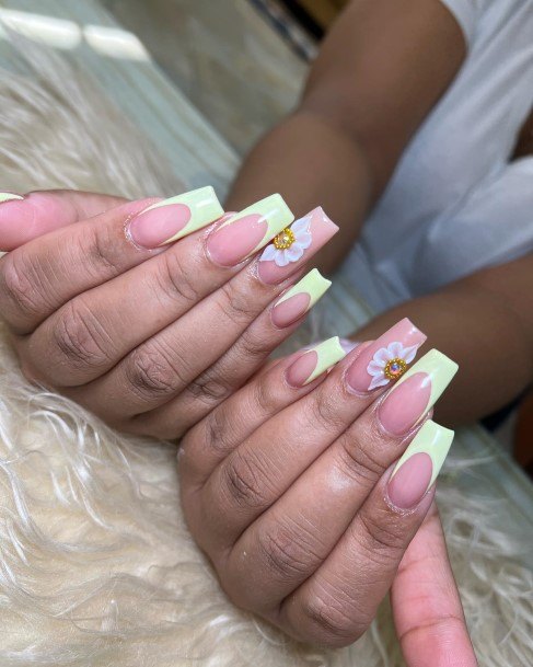 Distinctive Female Yellow Square Nail Designs