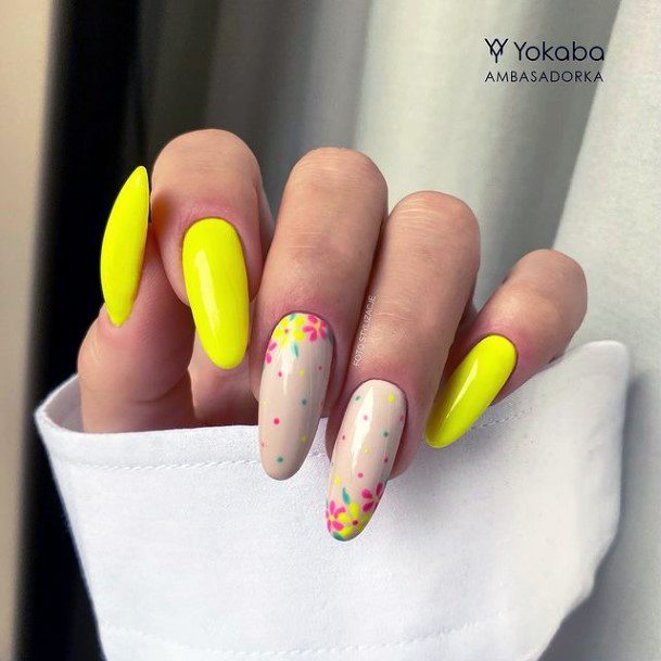 Distinctive Female Yellow Summer Nail Designs