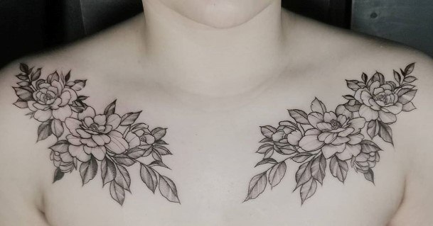 Divine Females Peony Tattoo Collar Bone