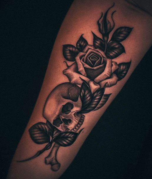 Divine Females Skull And Rose Tattoo