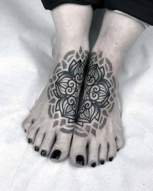 Divine Flower Bloom Tattoo Womens Foot