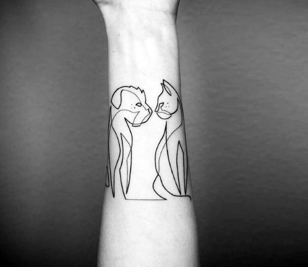 Dog And Cat Bond Tattoo For Women