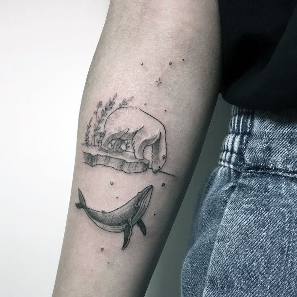 Dolphin And Bear Friendship Tattoo Womens Hands