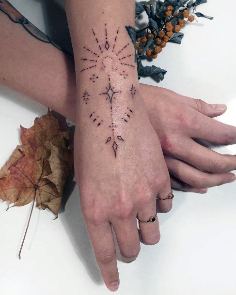 Dotted And Lined Wrist Tattoo Women