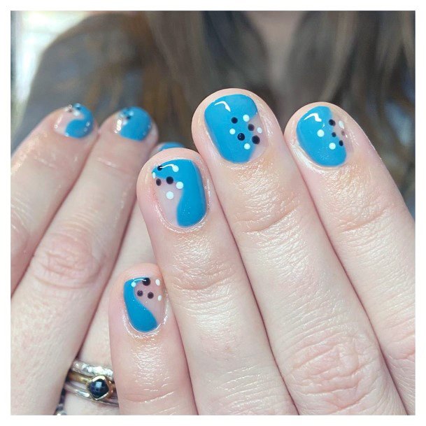 Dotted And Seeded Blue Nail Designs Women