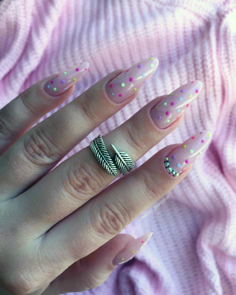 Dotted Confetti Design Art Natural Nail Ideas For Women